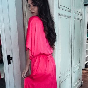 Flowy pink high-low dress